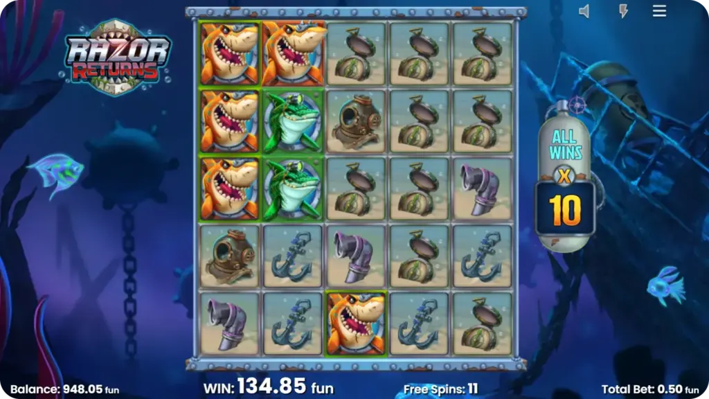 Nudge & Reveal Funktion Razor Returns Slot