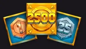 Sofortpreis-Symbole mit Einsatzmultiplikatoren bis 2500x