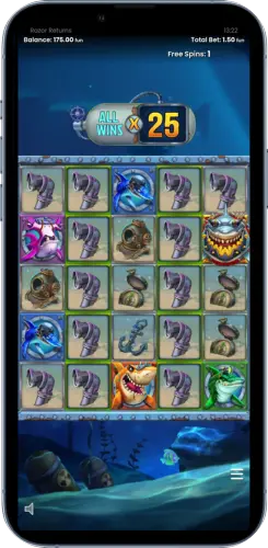Bonus symbols and multiplier feature during Razor Returns free games