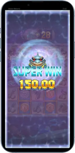 Super Win screen in Razor Returns slot game